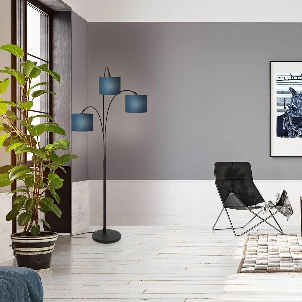 Stehlampe Sparkled Light schwarz mit blauen Kappen Steinhauer 8712746173628
