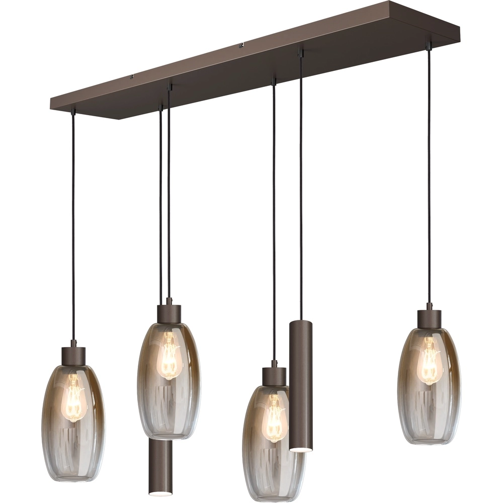 Glas-Pendellampe Olive 4x Ø 15cm – 2x Lauf – Kakao