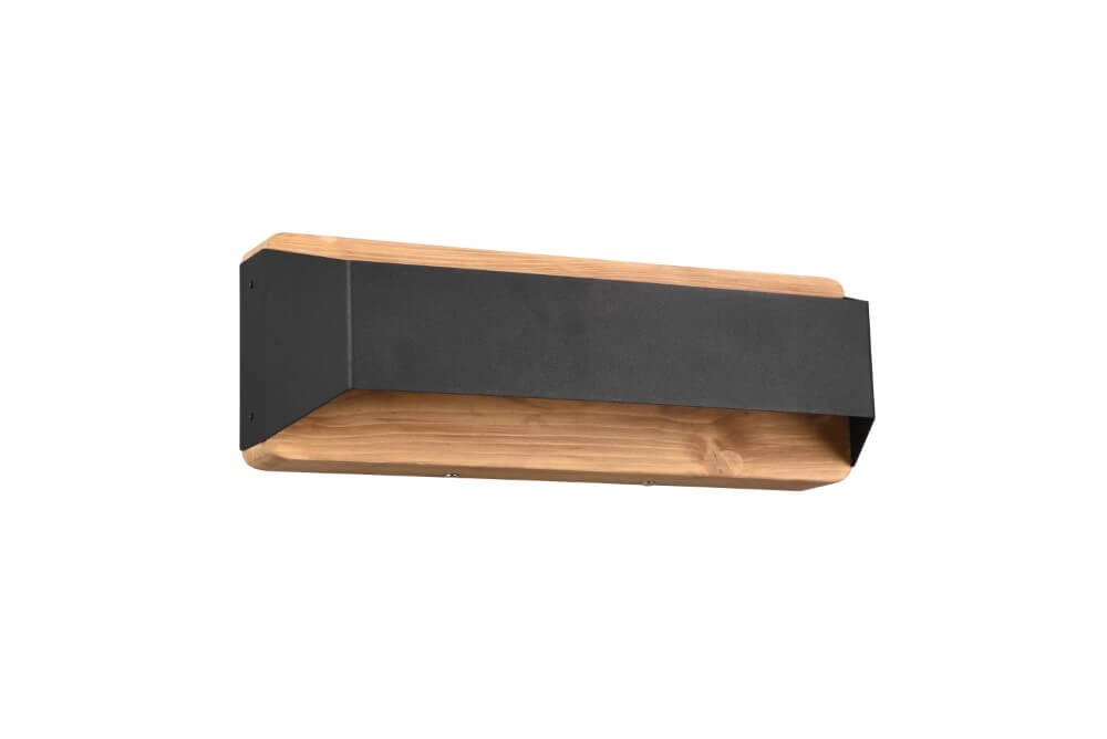 Wandlampe Arino 35 cm schwarz mit Holzbraun