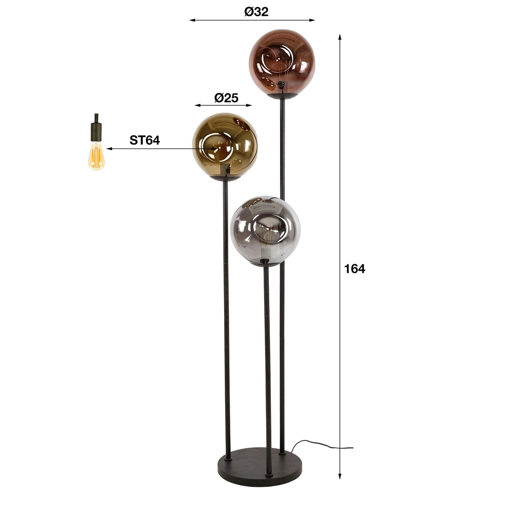 Glas-Stehlampe Stellar 3-Licht Lyora 8716803511606