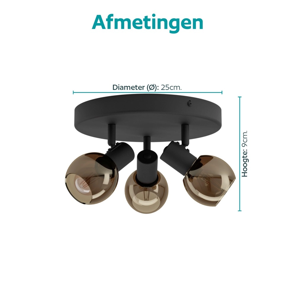 Deckenlampe Castellazo 3-hell schwarze Ø 25cm