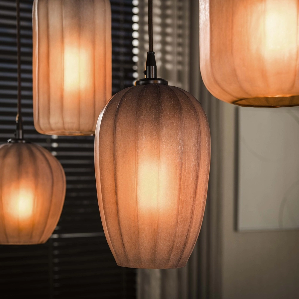 5-Licht Pendellampe Altura Sienabraun mit mattiertem Glas Lyora 8716803514867