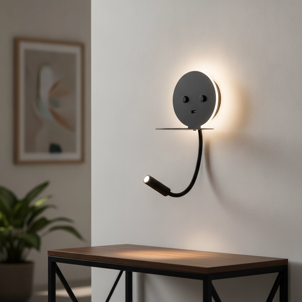 Nachttischlampe Eclip Schwarz mit USB