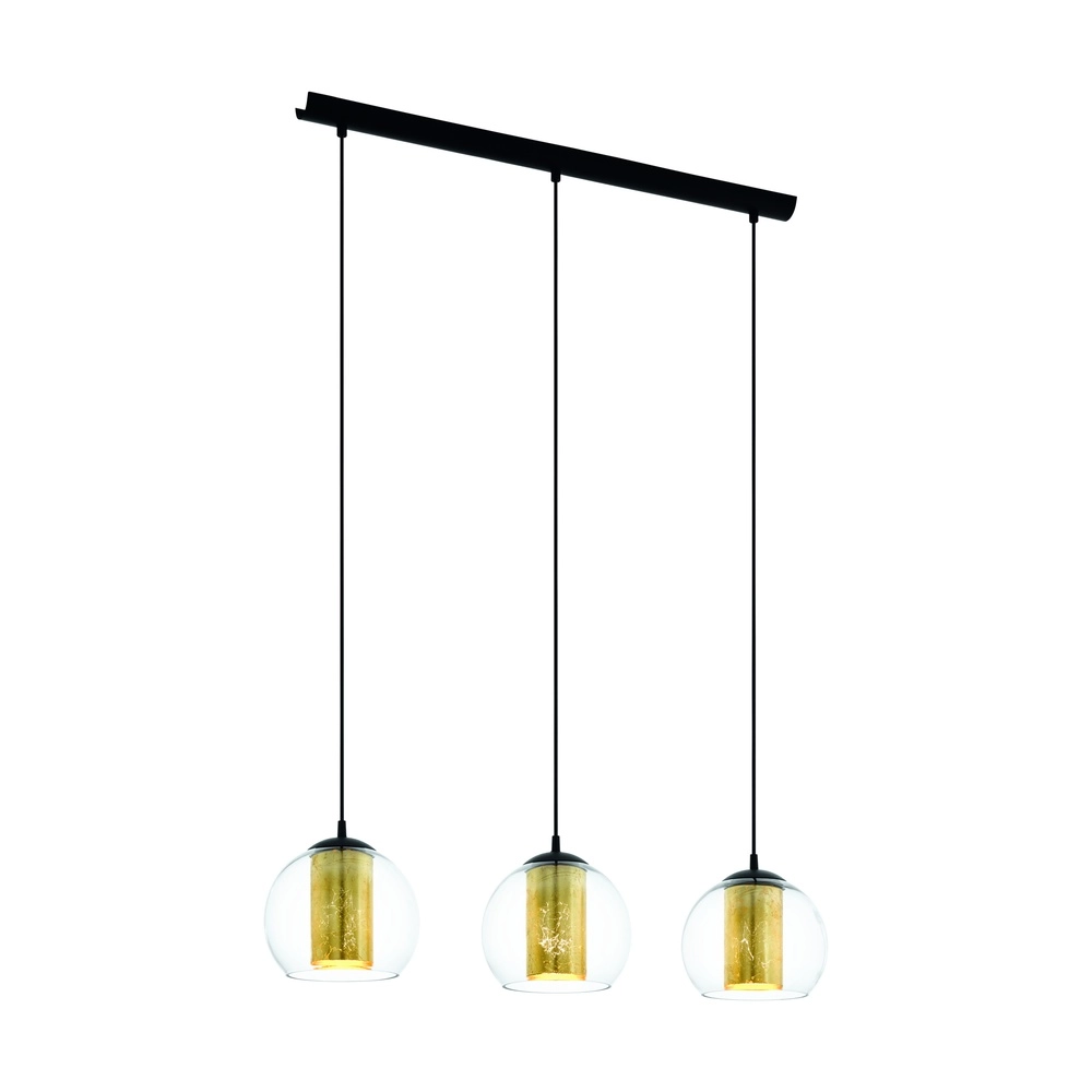 Design-Pendellampe Bolsano 3-hell schwarz mit Gold