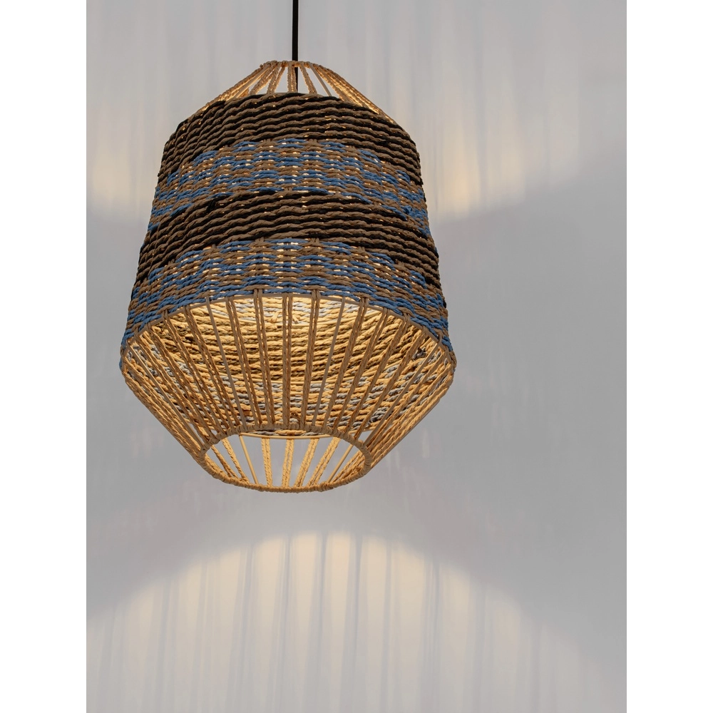 Rattan Pendelleuchte Copos Blau mit Braun Lyora 5212017477361