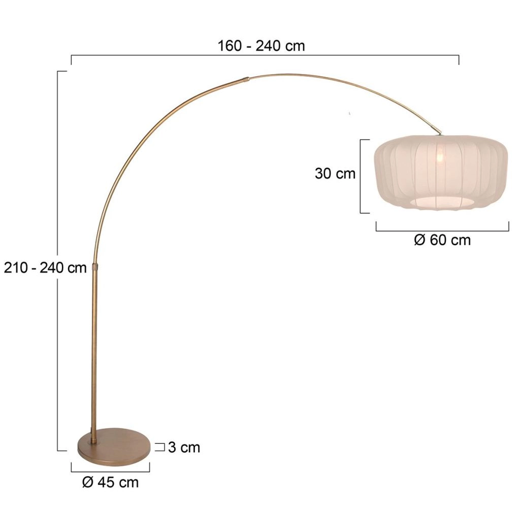 Bronzene Bogenlampe Vela Lino mit Cremeton Ø60cm Steinhauer 8712746185683