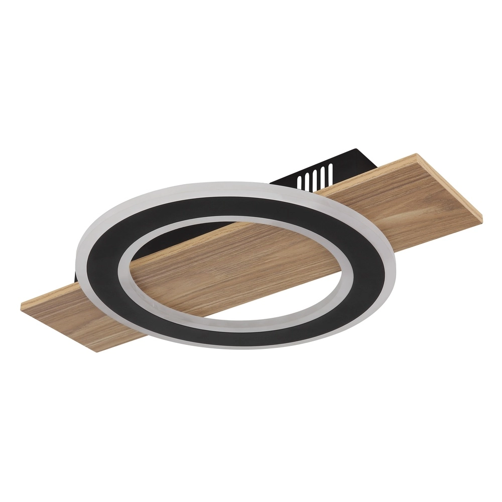 Design-Deckenlampe Jayden Schwarz mit Holz Globo 9007371465408