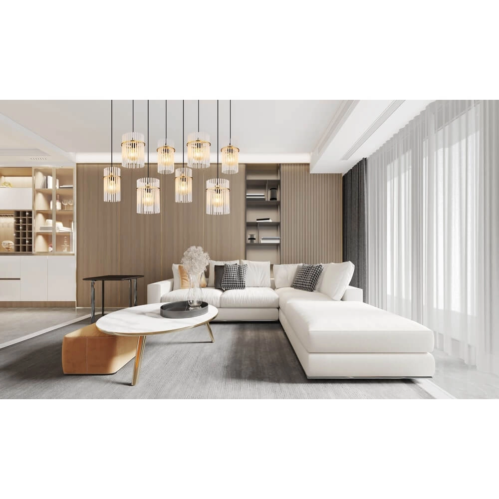 Goldene Pendelleuchte Gorley mit Glas 8-flammig Globo 9007371468959