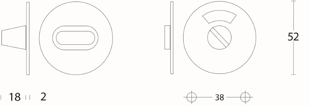 Verschluss der Toilette Tira flacher Edelstahl Ø 5cm mit Fenster Intersteel 8714186039922