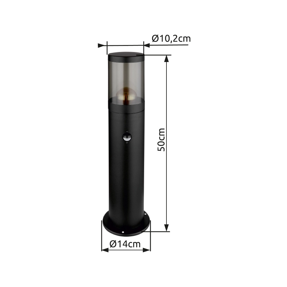 Moderne Gartenlampe Xeloo Schwarz mit Sensor Globo 9007371438280