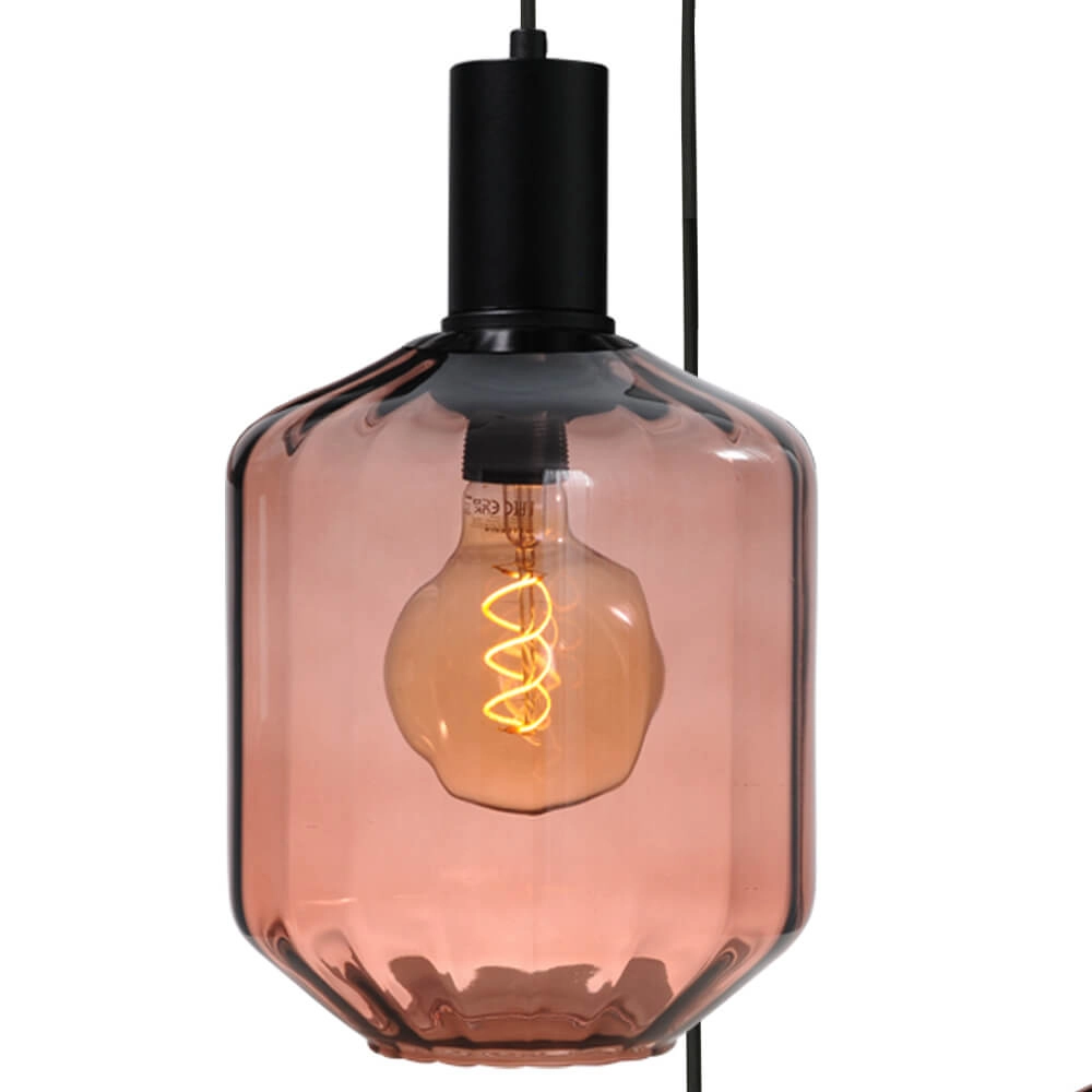 3-flammige Loft-Hängelampe - Schwarz - Porto mit roten Jagger-Brillen – Ø 24 cm Masterlight 8718121270821