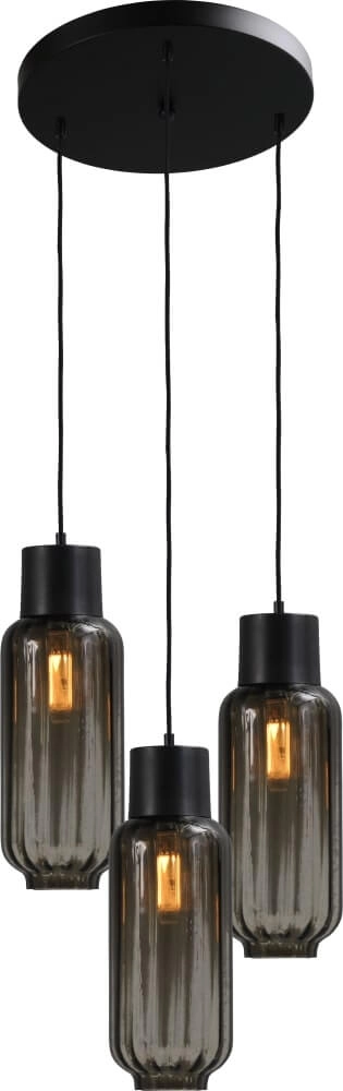 Pendelleuchte Lett ll 3-Licht-Rauchglas