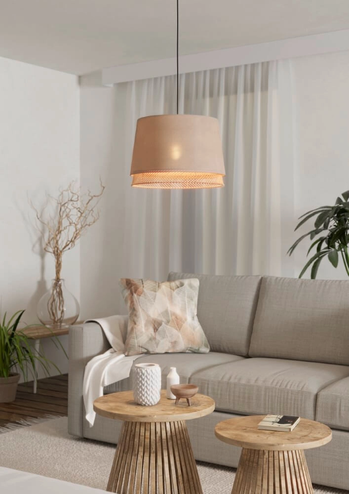 Hängelampe Tabley Ø 38cm - Leinen mit Rattan Eglo 9002759439750