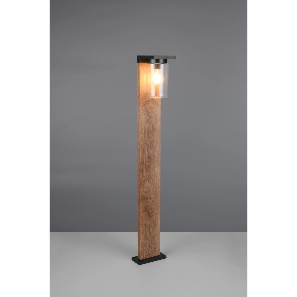 Gartenleuchte Ardila schwarz mit Holz 100cm Trio 4017807603453