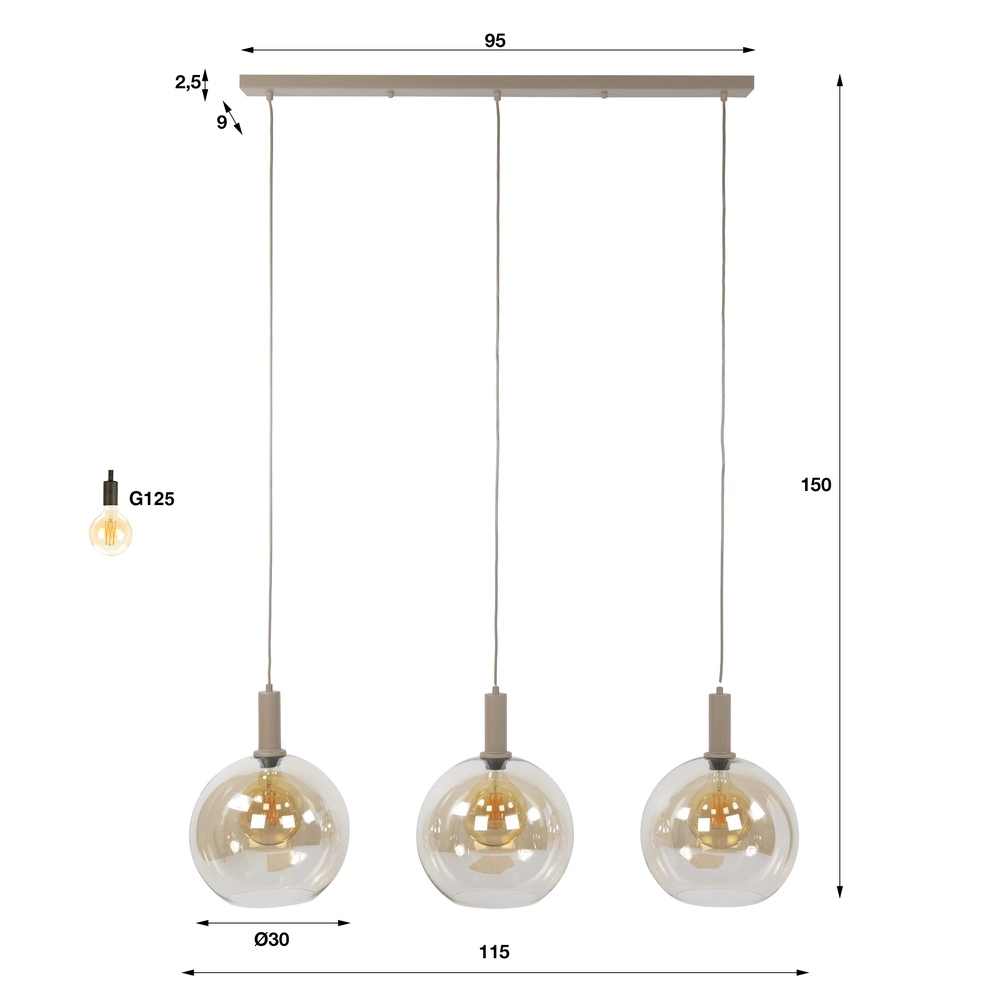 Design-Pendellampe Sfera 3-hell sandbraun Lyora 8716803515147