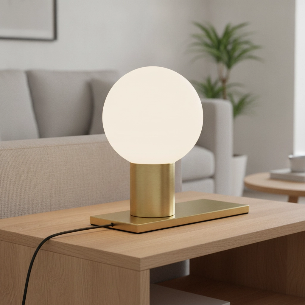 Tischlampe Juliet Gold mit weißem Glas