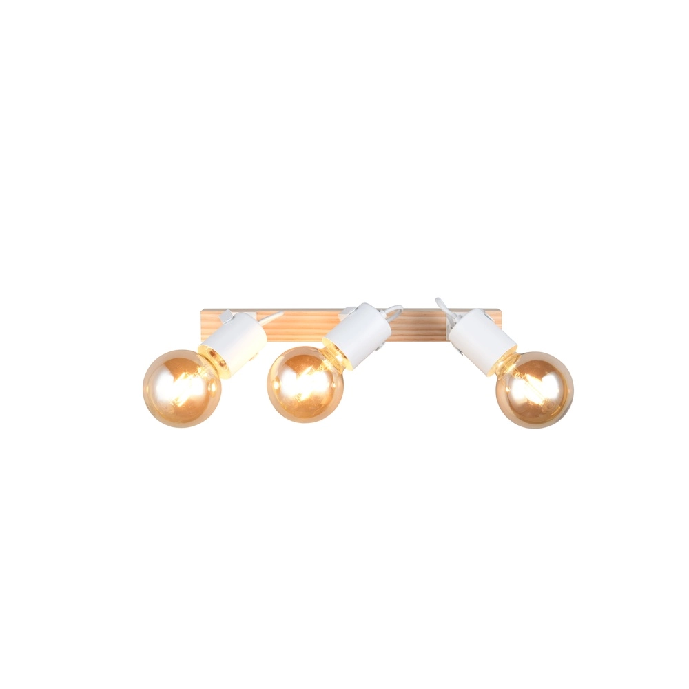 Deckenlampe 3-Leuchten Lynar Weiß mit Holz Trio 4017807672015