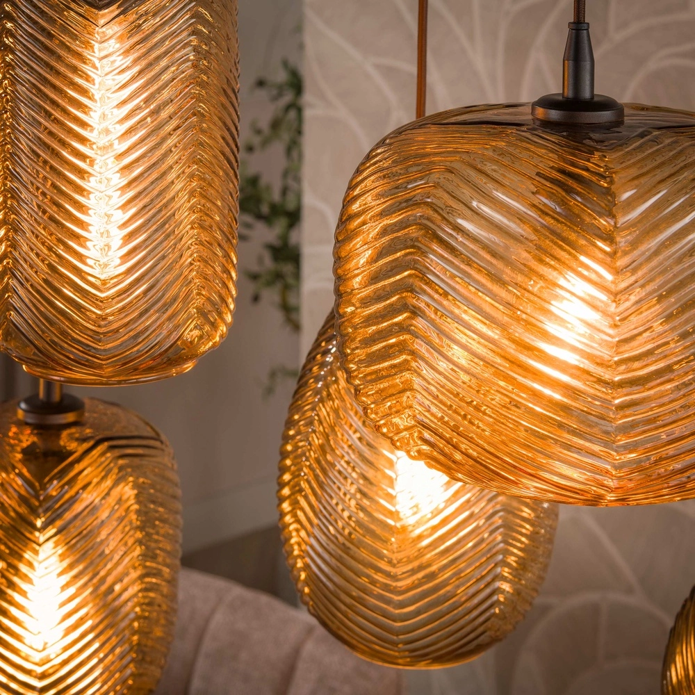 7-Licht Pendellampe Chevron Rauchbraunes Glas Lyora 8716803515000