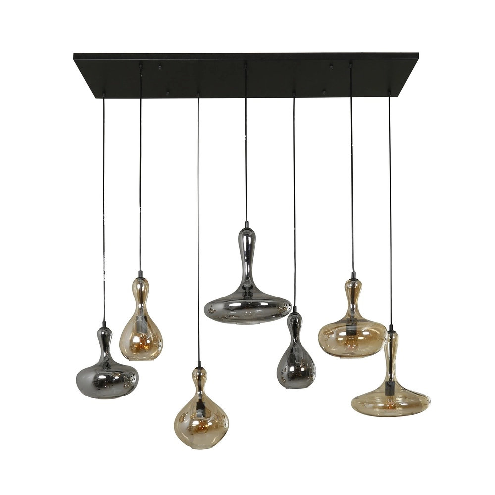 Design-Pendellampe Karaf 7 Gläser – Bernstein und Rauch Lyora 8716803511576