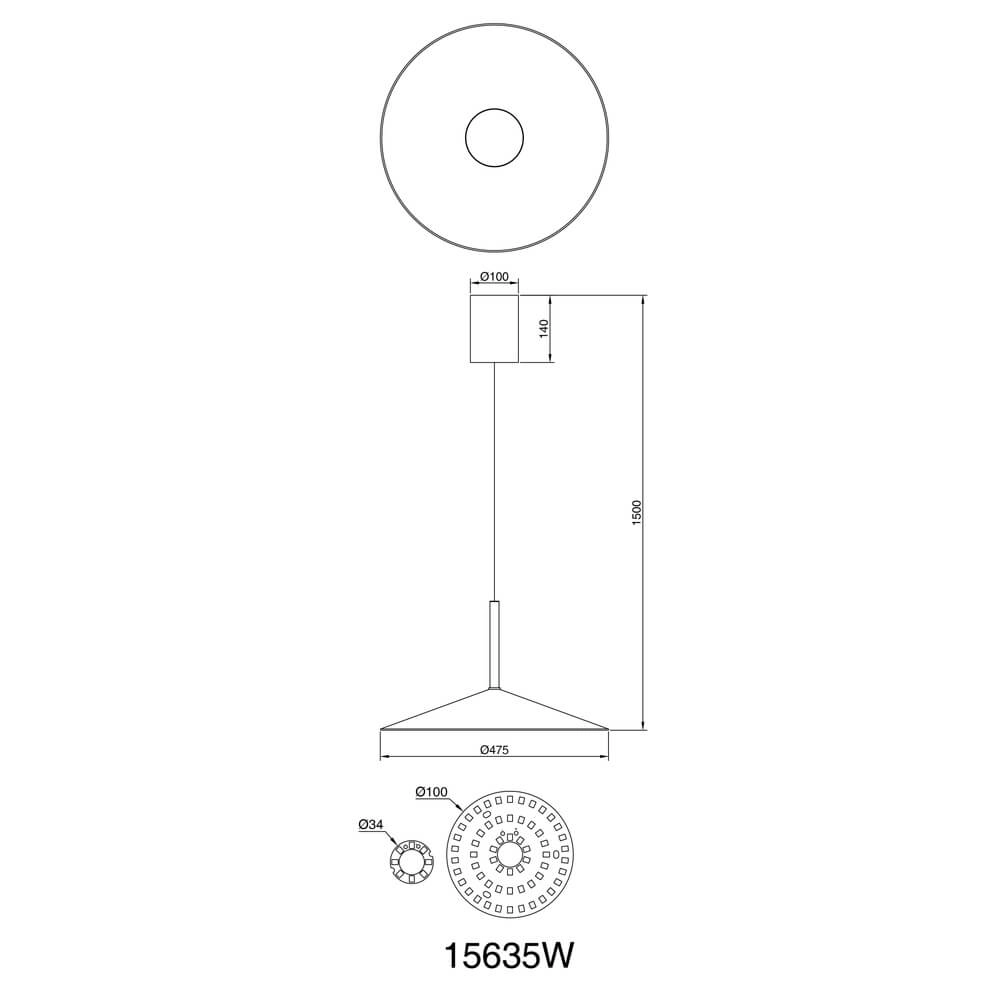 Runde Pendelleuchte Lampone weißes Design Ø 47,5cm Globo 9007371453375