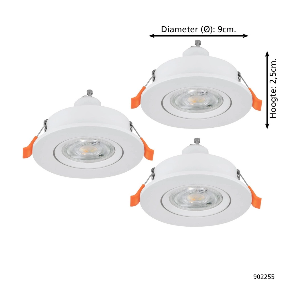 Set mit 3 Einbaustrahlern Barranco weiß Ø 9cm - 4,5W - 4000K Eglo 9008606359363