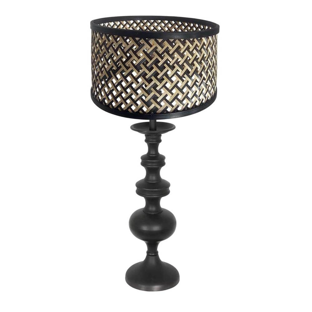 Tischlampe Lyons schwarz mit Bambusschirm