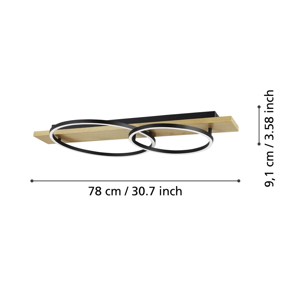 Deckenlampe Boyal 2L – LED – mit Holzoptik Eglo 9008606327232