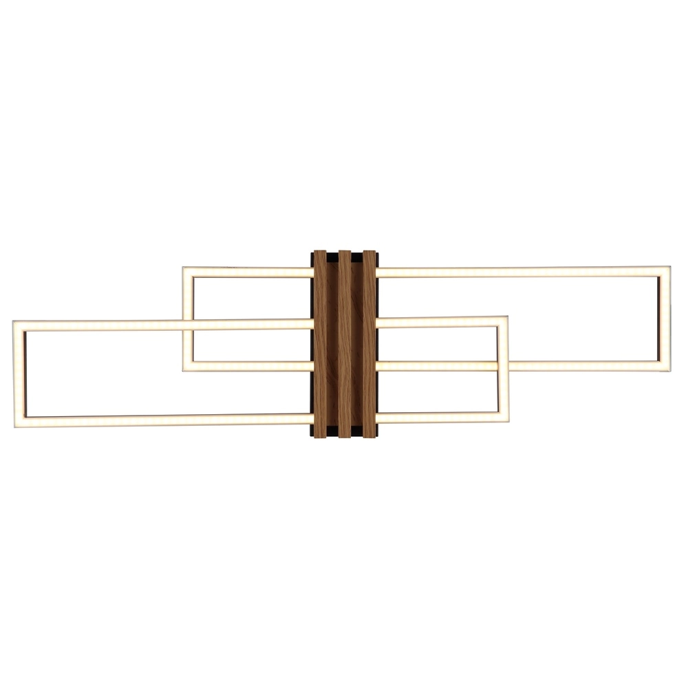 Moderne Deckenlampe Dakari I Schwarz mit Holz 80 cm Globo 9007371525782