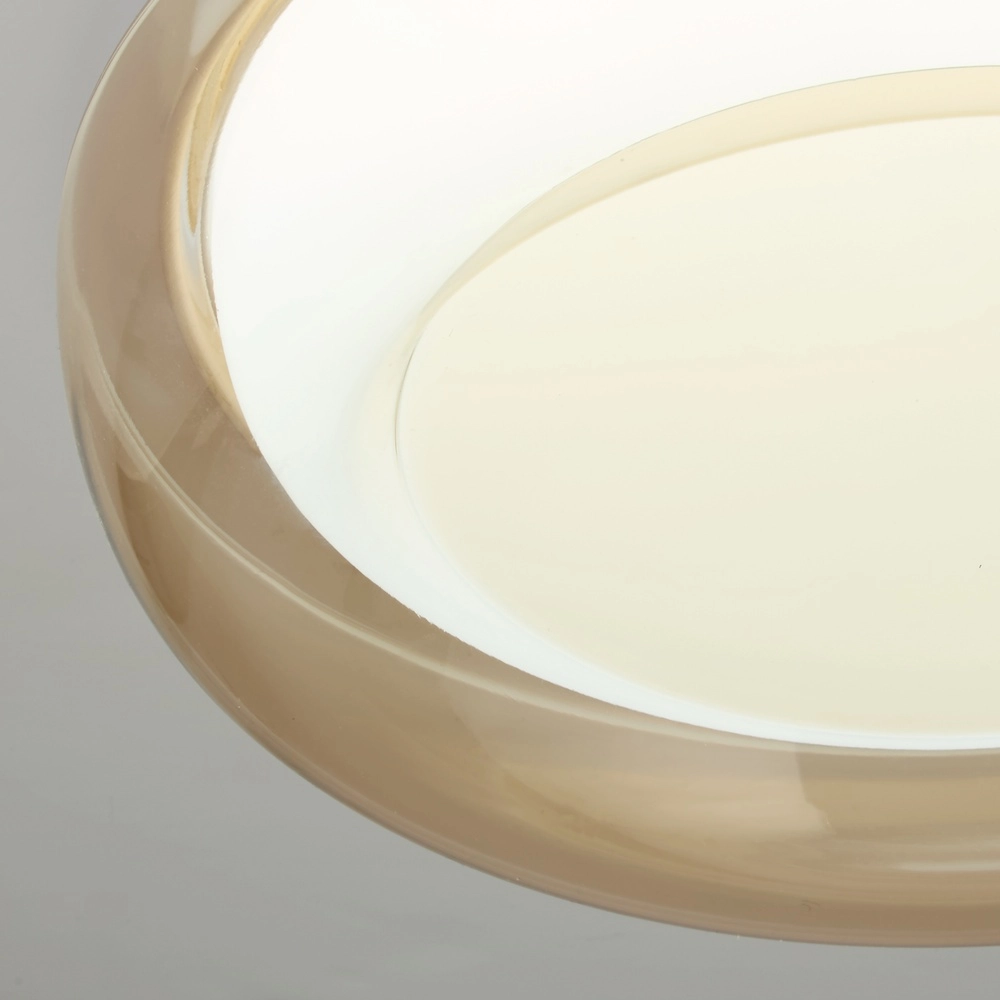 Design der Deckenbeleuchtung Jude weiß mit bernsteinfarbenem Glas Ø 40 cm Searchlight 5,05342E+12