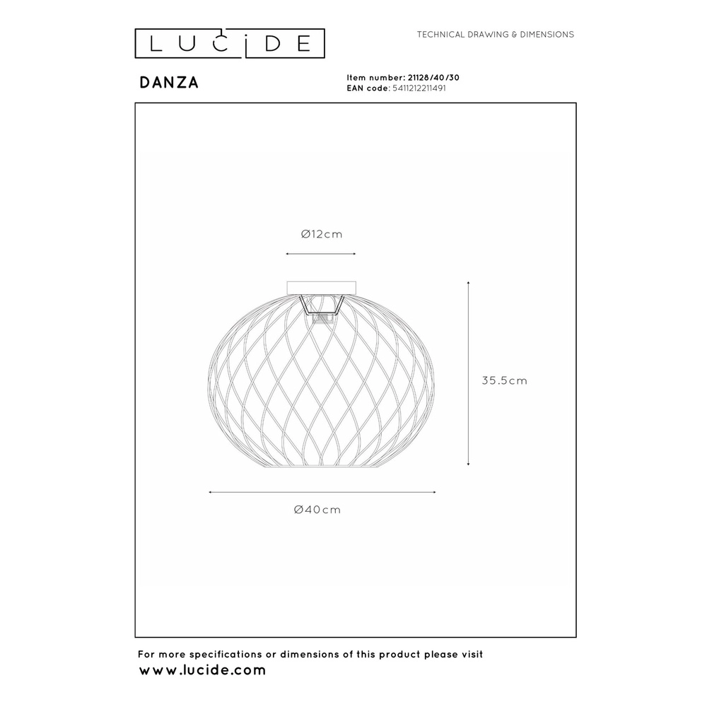 Deckenlampe Danza schwarz Ø 40 cm Lucide 5411212211491