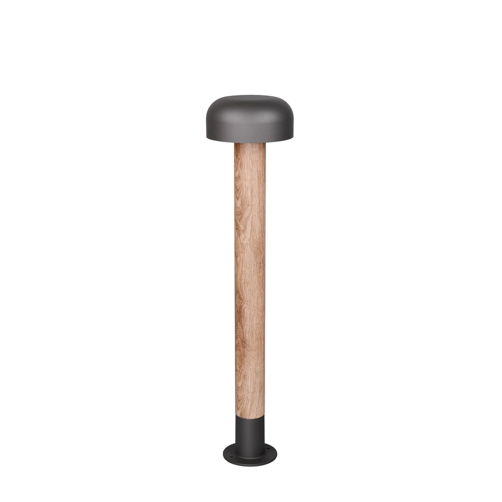 Gartenleuchte Fraser grau mit Holz 84,5cm Trio 4017807648591