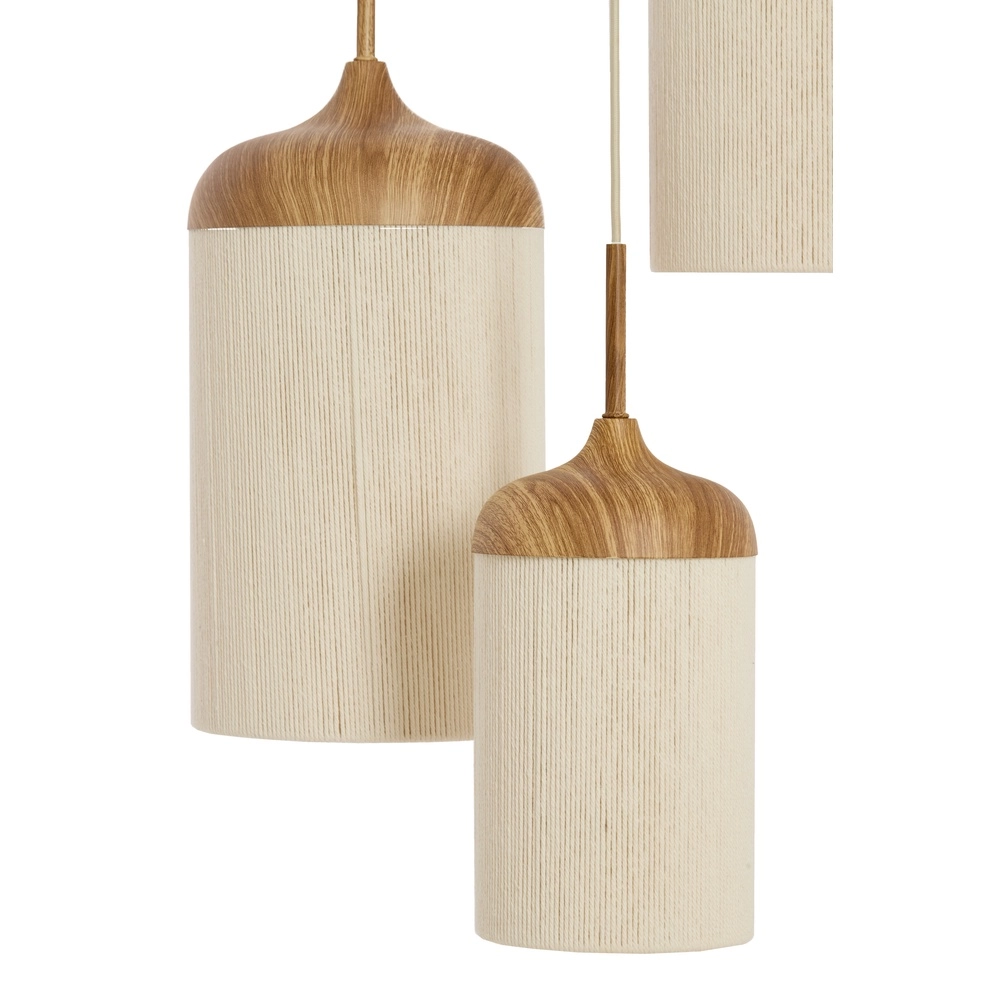 3-Licht Pendellampe Danialo hellbraun mit Seil Light & Living 8717807816728