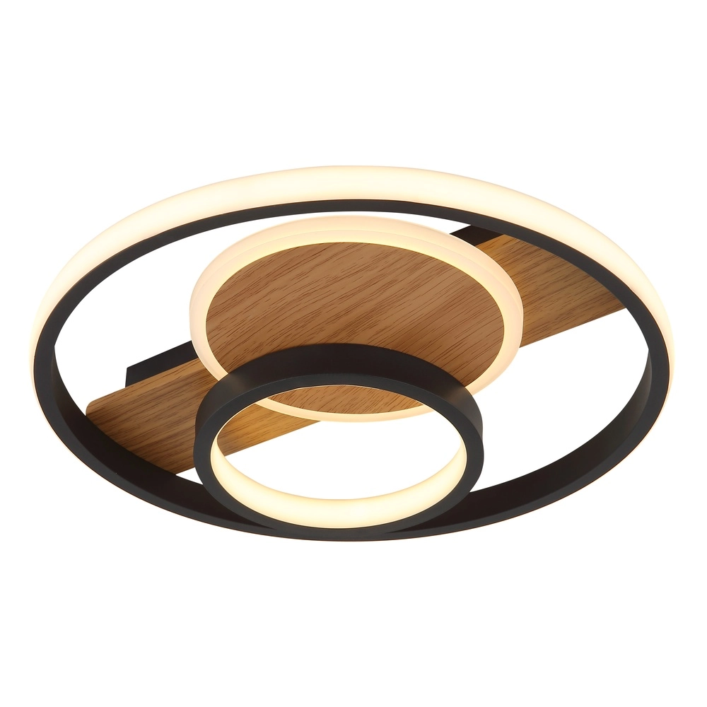 Design-Deckenlampe Pikara Schwarz mit Holz