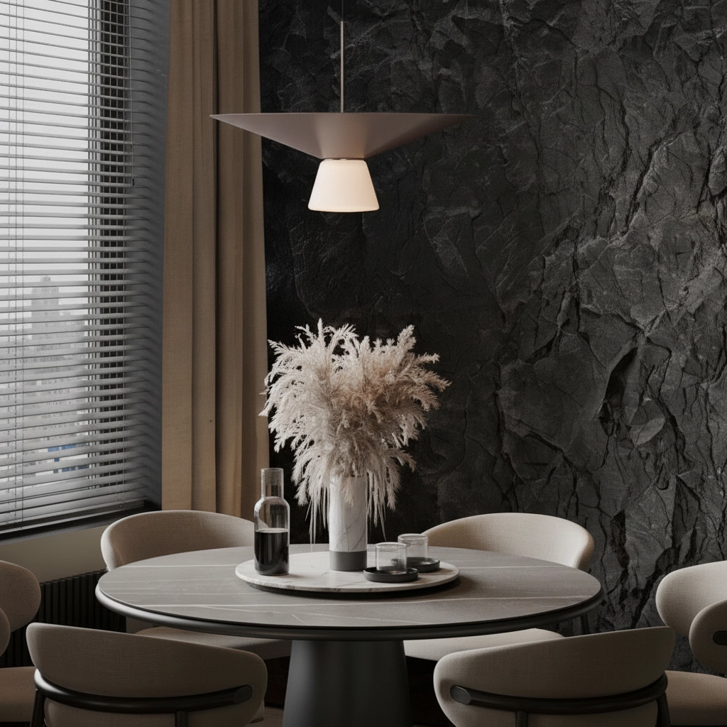 Design-Pendellampe Baris weiß mit grauem und braunem Ø 38 cm