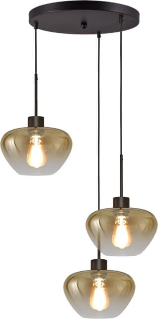 3-flammige Pendelleuchte Genua schwarz mit 3x Goldglas Ø 24cm