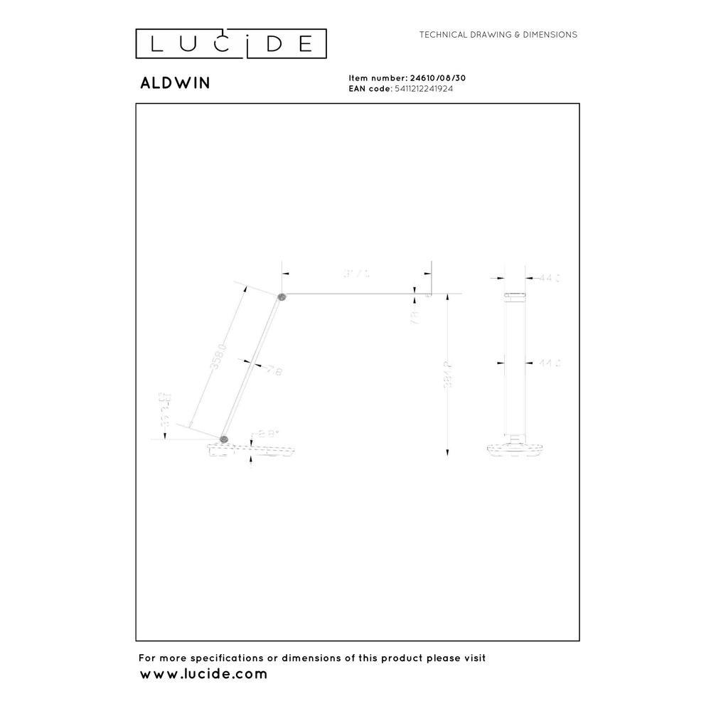 Design-Schreibtischlampe Aldwin LED 8W dimmbar Lucide 5411212241924