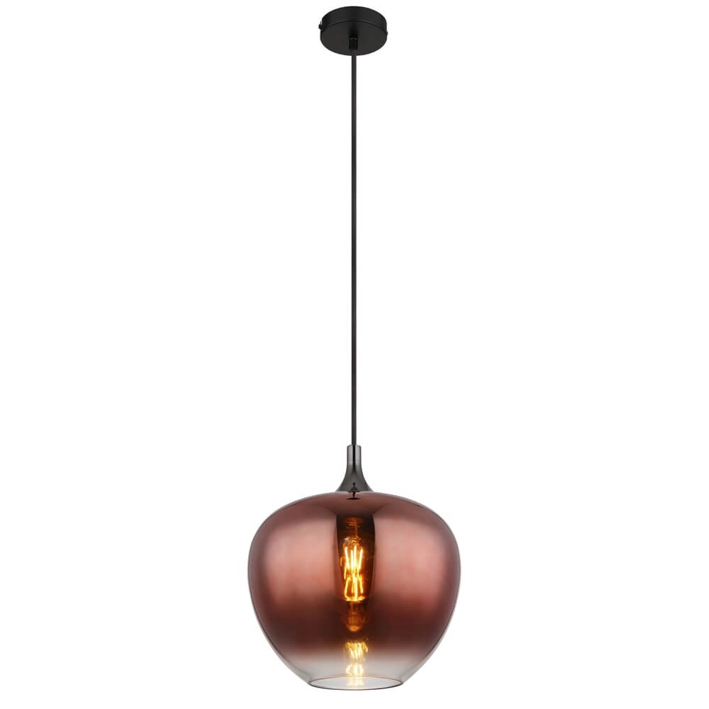 Schwarze Pendelleuchte Maxy mit rotem Glas Ø 29cm Globo 9007371453979
