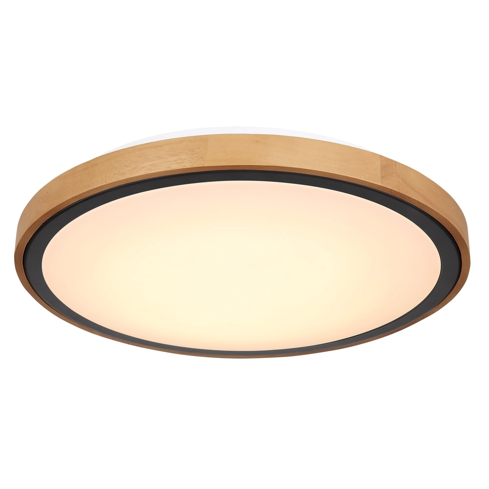 Deckenlampe Bruno Ø 43.7 schwarz mit Holz Globo 9007371436484