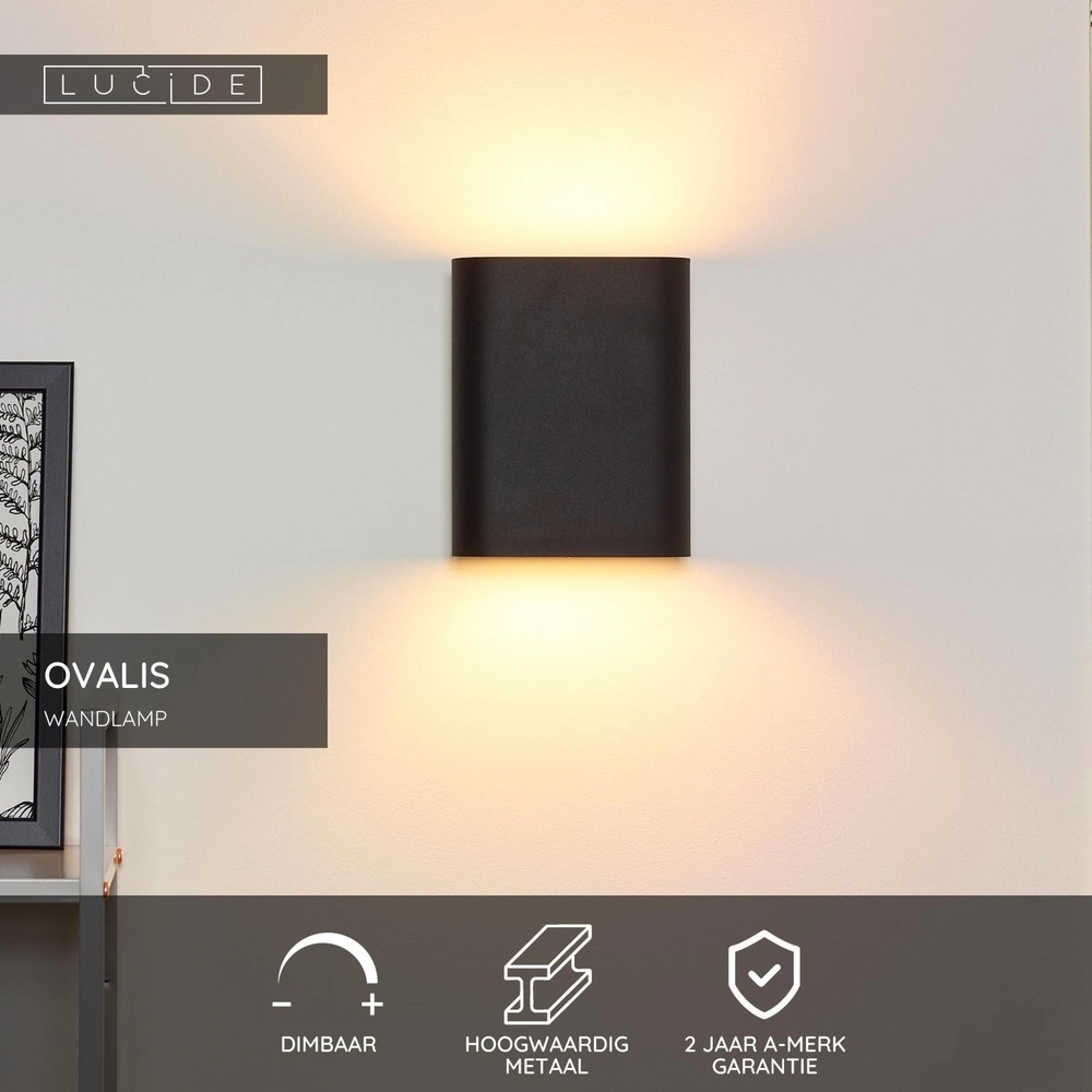 Design-Wandspot Ovalis Schwarz Lucide 5411212126894