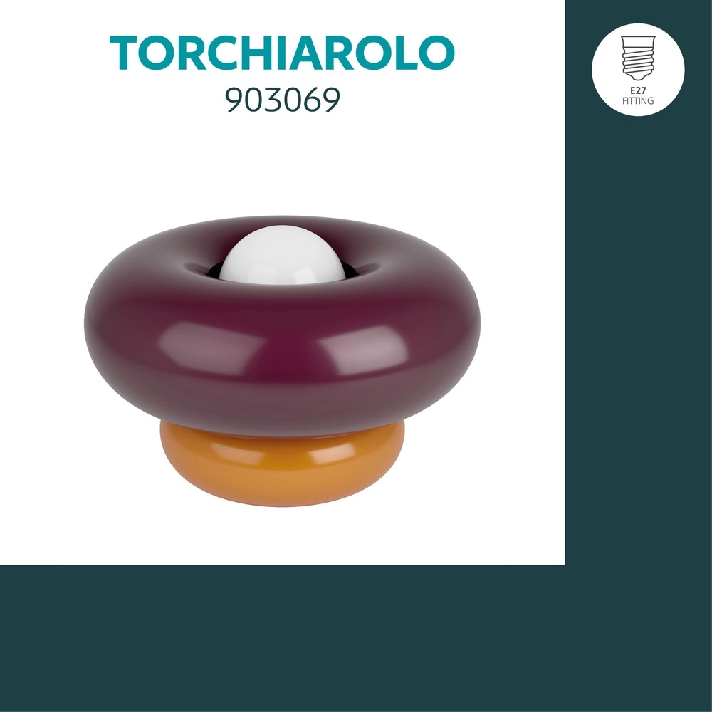 Design-Tischlampe Torchiarolo Orange mit Burgunderrot