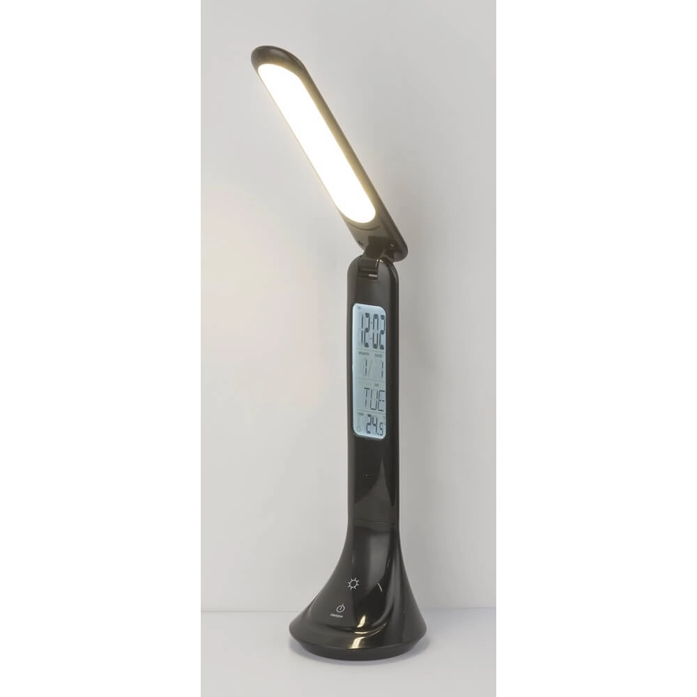 Schreibtischlampe Tyrell schwarz mit Uhr Globo 9007371379033