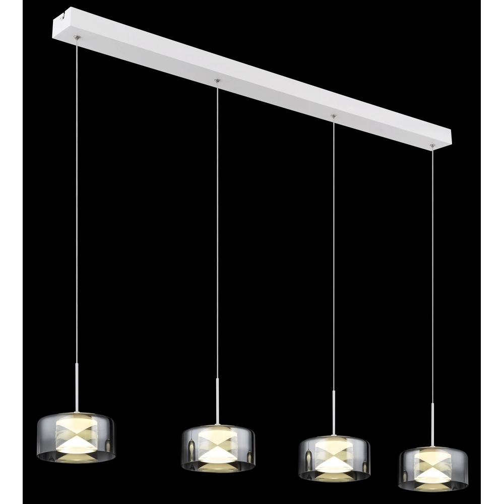 Design-Pendellampe Belinda 4-Licht weiß mit Rauchglas Globo 9007371566372
