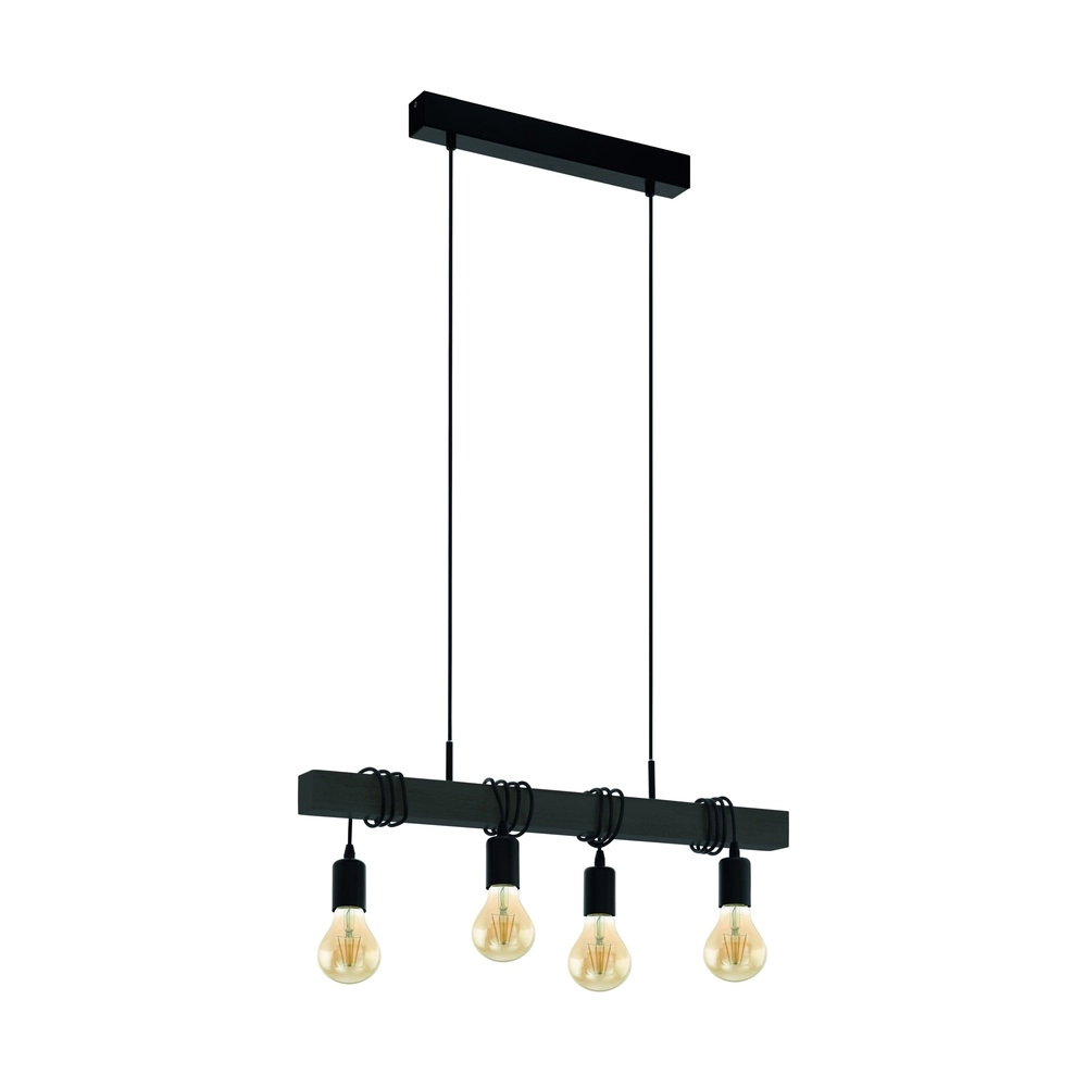4-Licht Pendellampe Townshend schwarz - E27