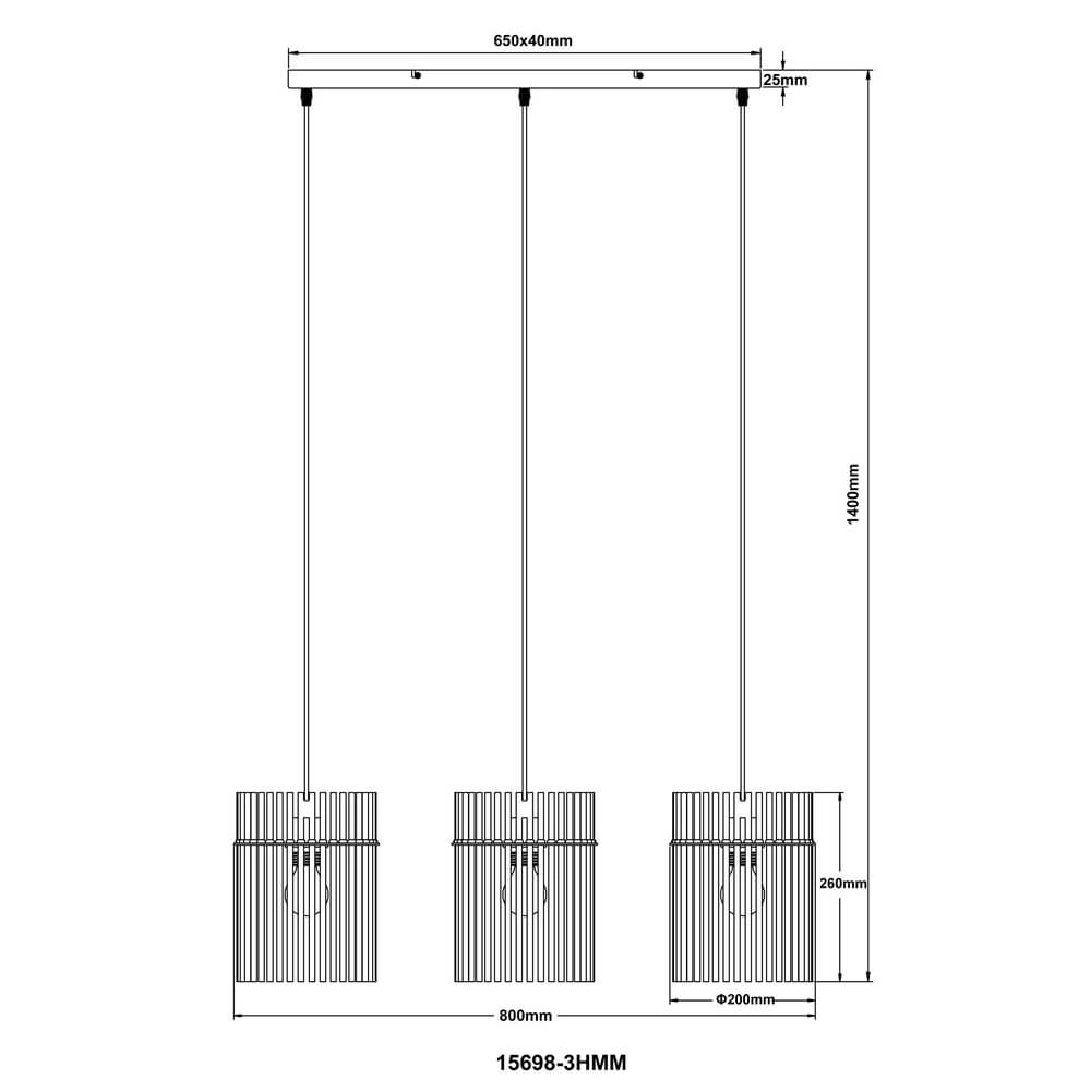 Schwarze Pendelleuchte Gorley Farbiges Glas 3-flammig Globo 9007371481002