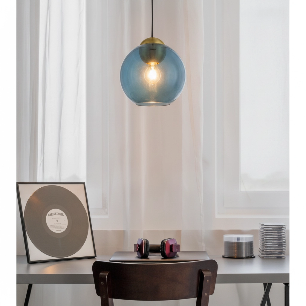 Design-Pendelleuchte Midori blaues Glas