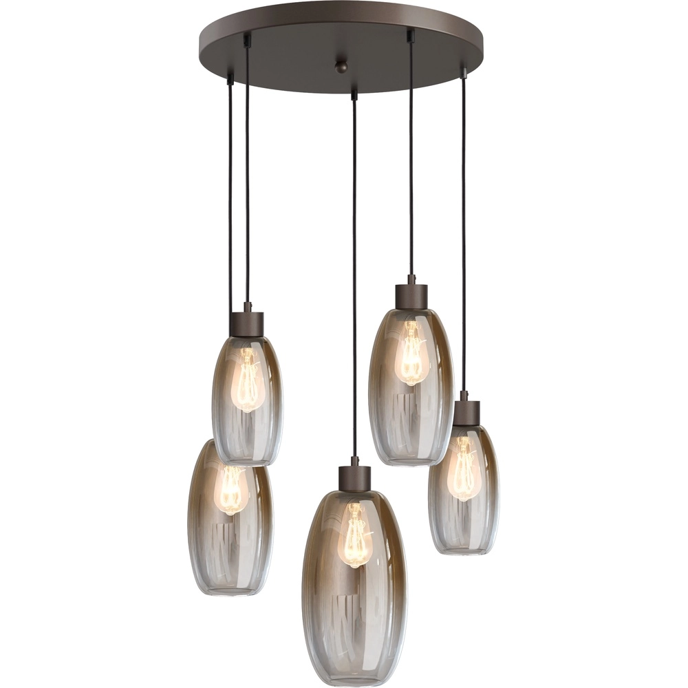 Vide Pendellampe Olive mit 5 Gläsern – Kakao – Ø50 cm