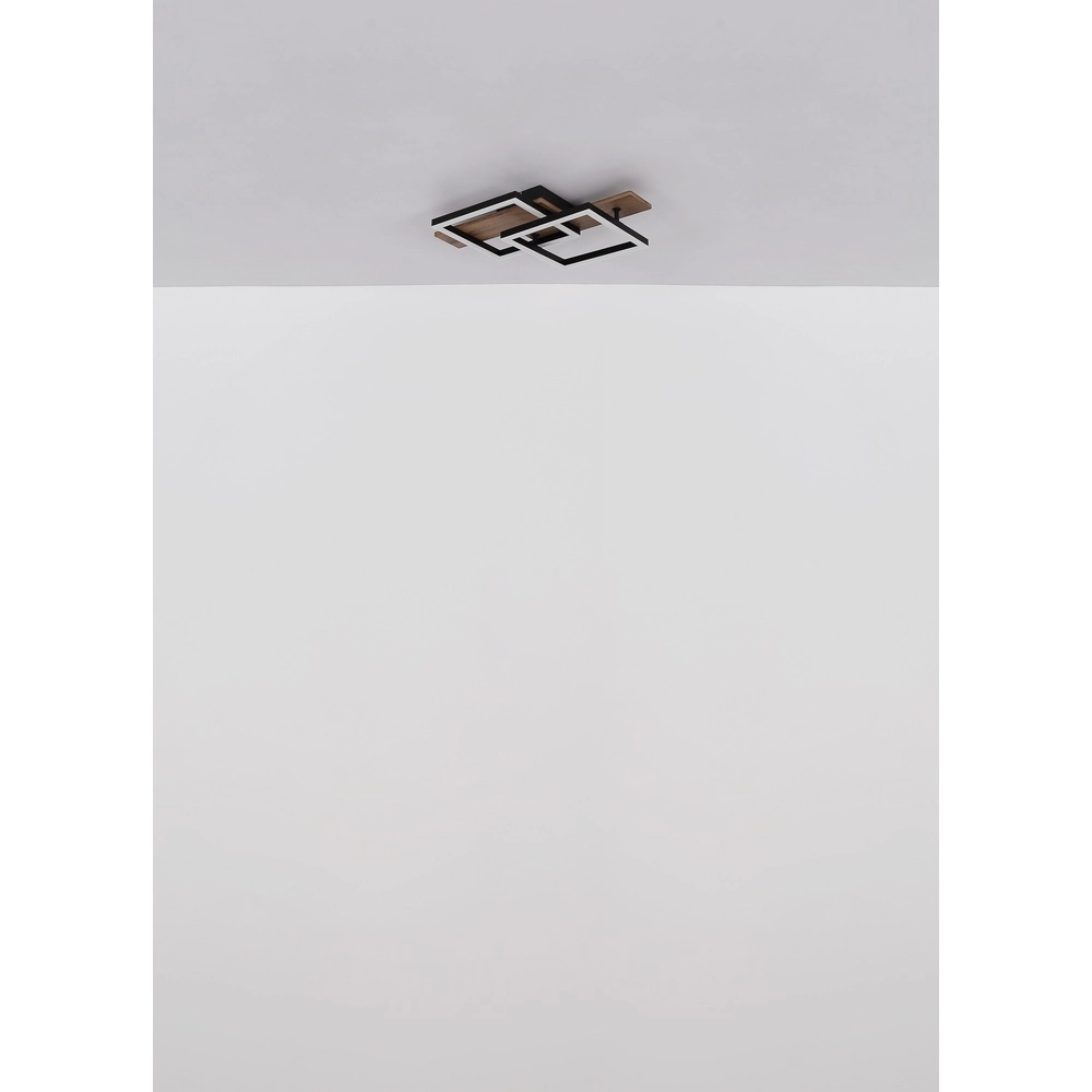 Design-Deckenlampe Jeffry Schwarz mit Holz 58cm Globo 9007371510597