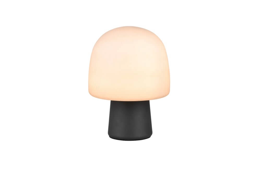 Pilz-Tischlampe Steen schwarz mit taupefarbenem Glas Trio 4017807622683