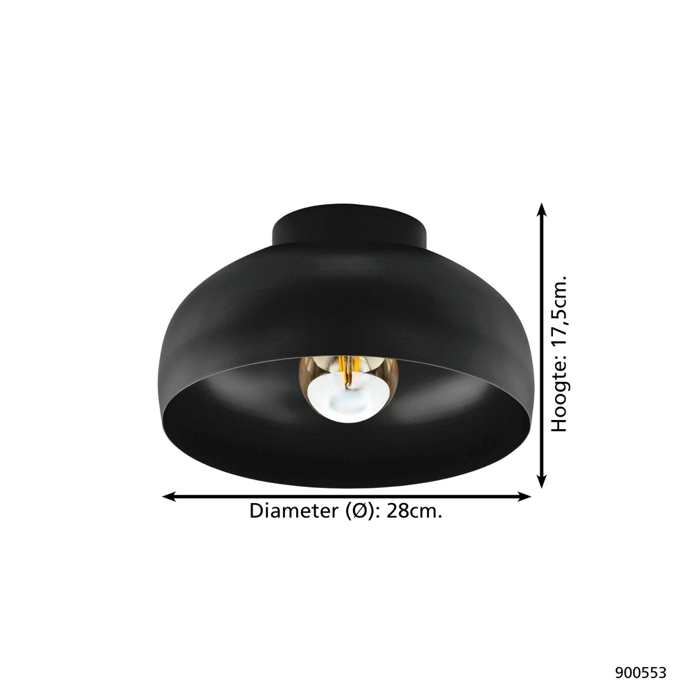 Schwarze Deckenlampe Mogano 2 Ø 17,5 cm Eglo 9008606244584