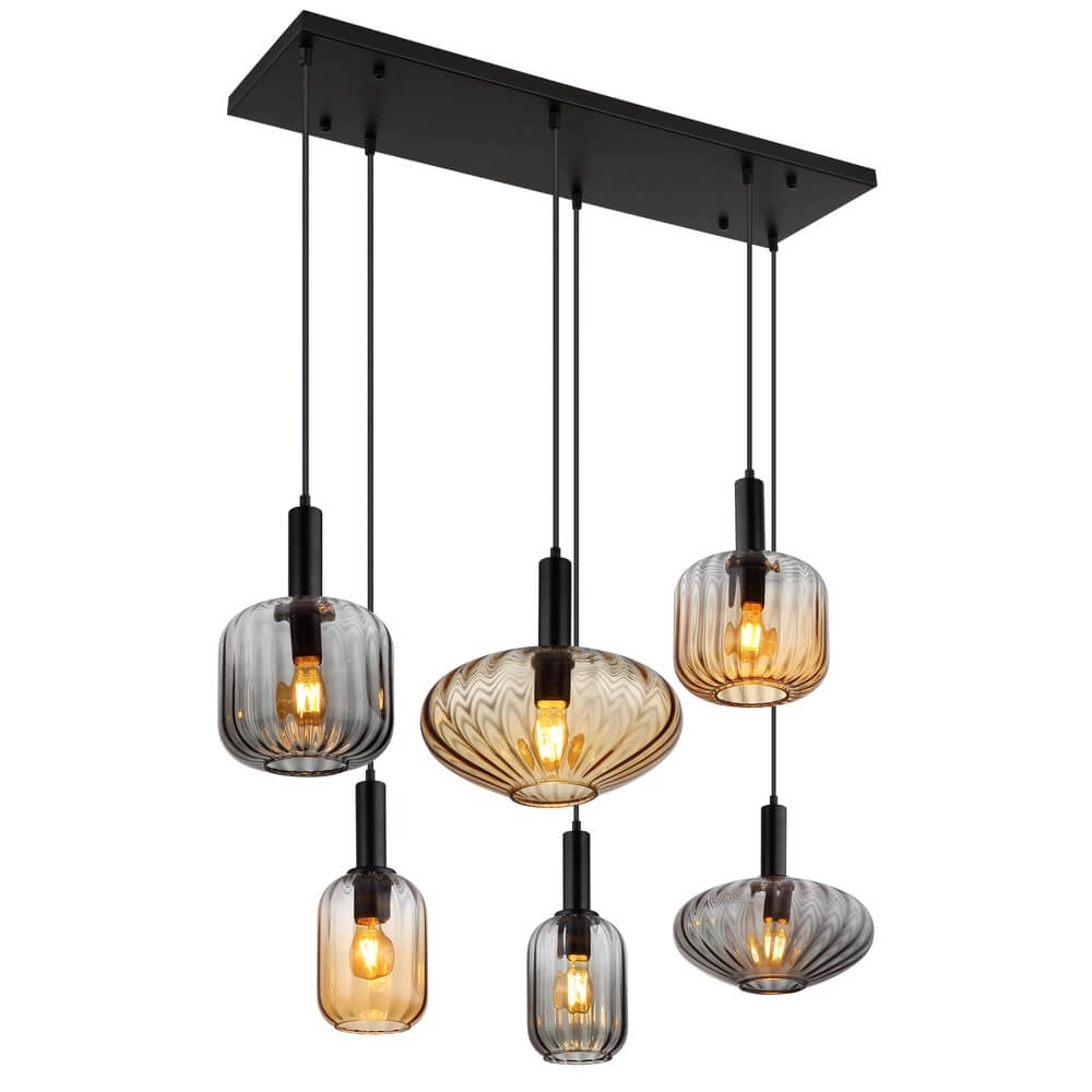 Pendelleuchte Valletta mit farbigem Glas 6-flammig Globo 9007371458868